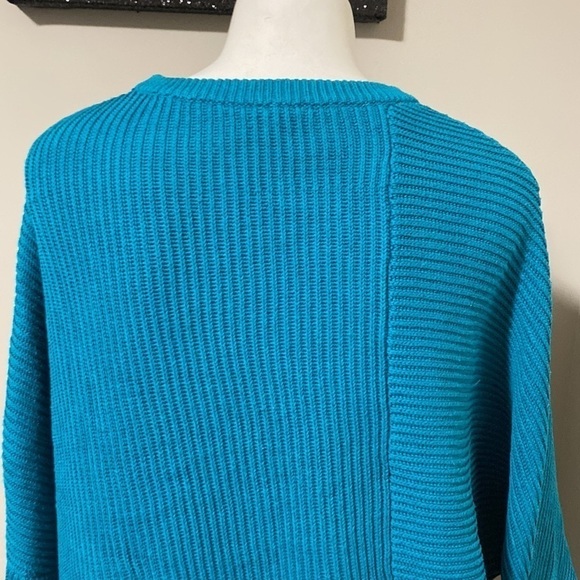Free People Downtown Long Sleeve Asymmetrical Sweater Turquoise Dolman Sz S - Picture 11 of 15